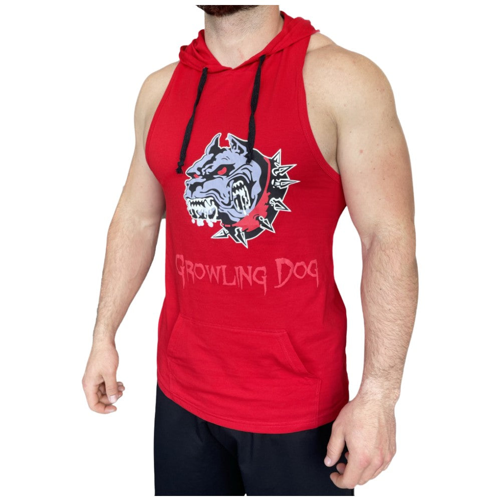 Потник Growling Dog с качулка - Червен / Tank Top Growling Dog with Hoodie - Red - Feel You