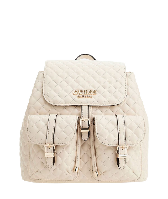 Guess, Adam Flap, Polyurethane, Textile Backpack, Stone, For Women - Feel You