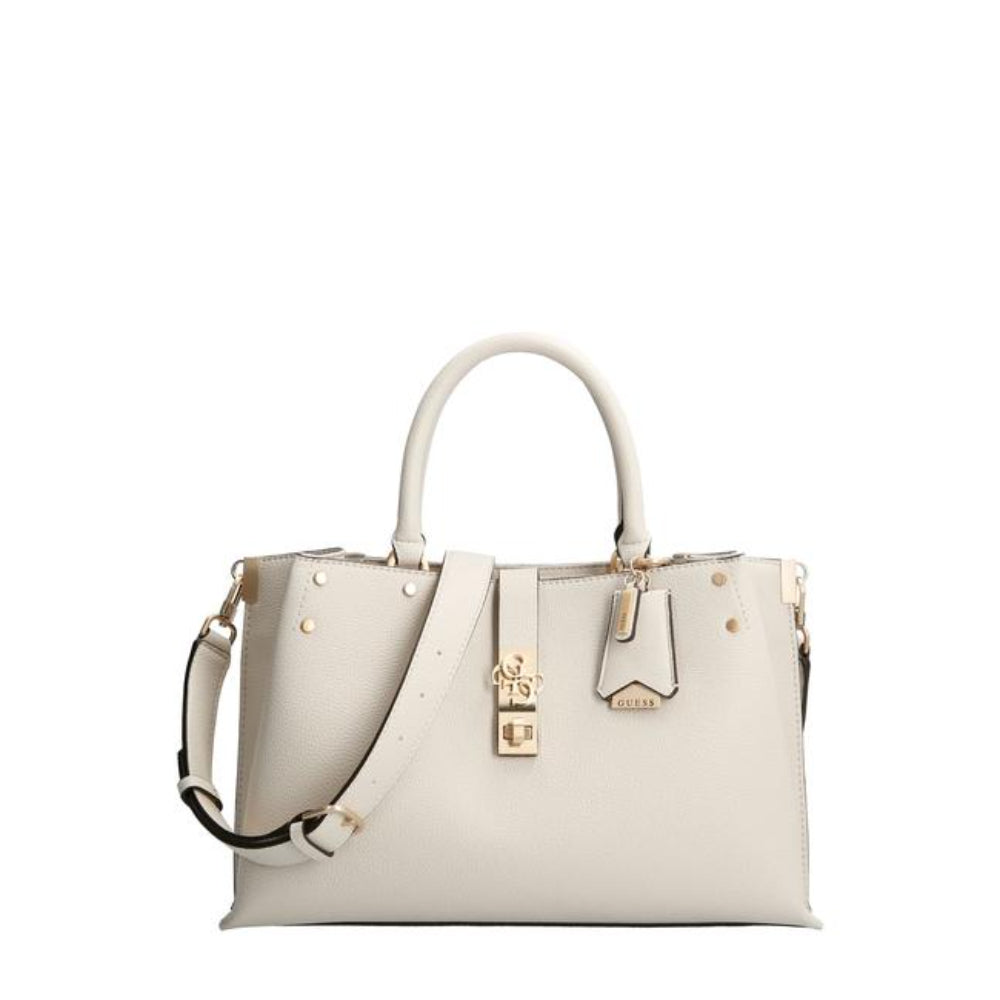 Guess, Albury, Synthetic Leather, Textile Bag, White, For Women, 31.5 x 22 x 13.5 cm - Feel You