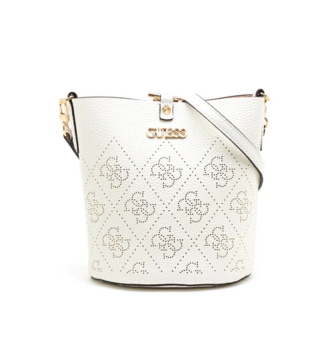 Guess, Amara, Polyester, Textile Handbag, 4g Logo Bucket, White, HWSG8493010, 21 x 21 x 11 cm - Feel You