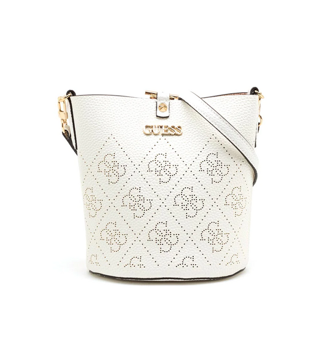 Guess, Amara, Polyester, Textile Handbag, 4g Logo Bucket, White, HWSG8493010, 21 x 21 x 11 cm - Feel You