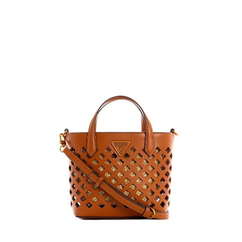 Guess, Aqua Mini Shopper, Textile Handbag, Maroon, HWVB8566750, 23 x 17 x 8 cm - Feel You