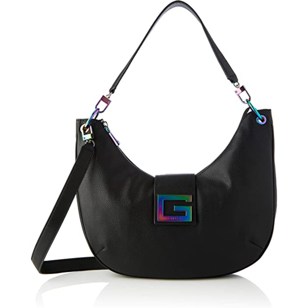 Guess, Brightside, Polyurethane, Textile Bag, Large Hobo, Black, For Women - Feel You