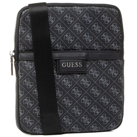 Guess, Dan, Flat Top Zip, Textile Crossbody Bag, Black, For Men - Feel You