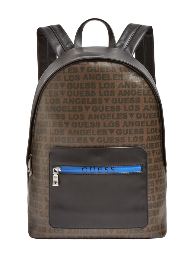 Guess, Dan, Synthetic Leather, Textile Backpack, Black/Brown, For Men - Feel You