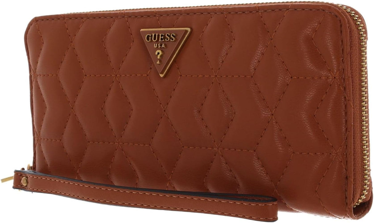 Guess, Elenia, Textile Wallet, SLG Large Zip, Cognac, For Women - Feel You