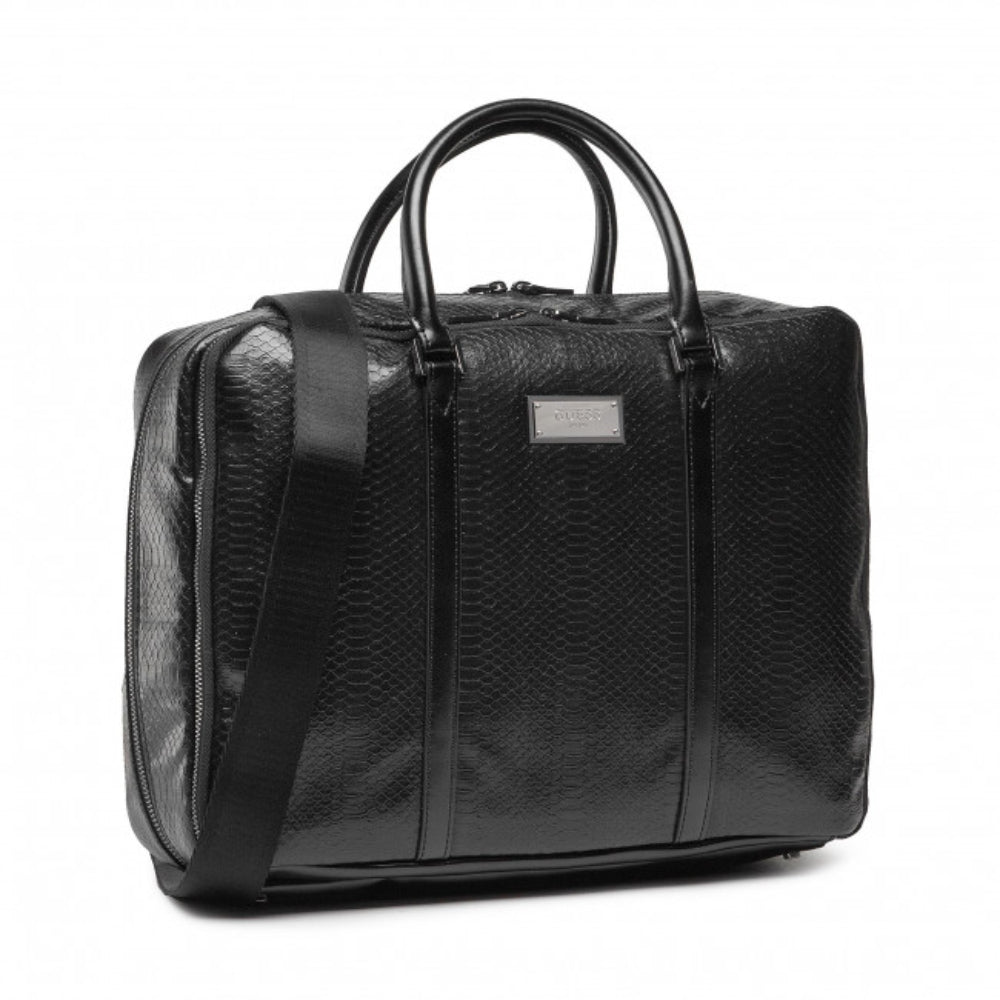 Guess, Guess, Leather, Leather Briefcase, Laptop Compartiment, Black, 40 x 30 x 9 cm, For Men - Feel You