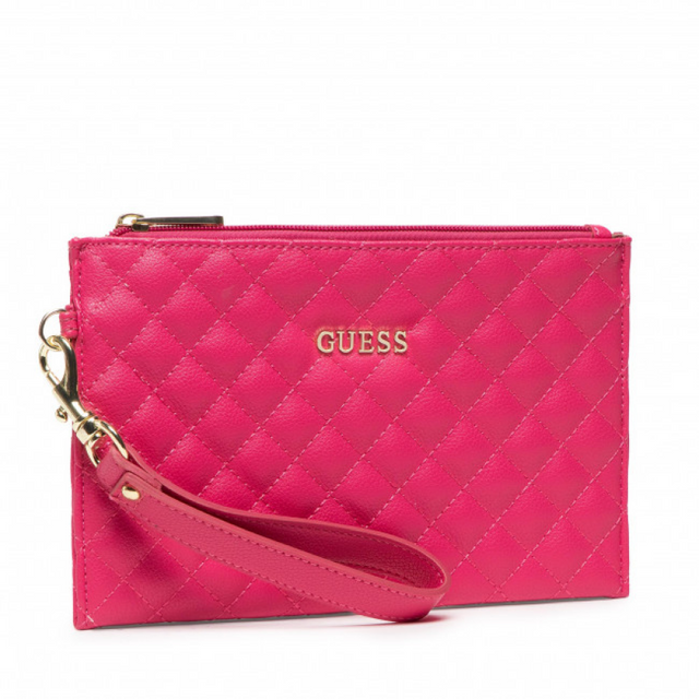 Guess, Holdall, Eco Leather, Textile Handbag, Quilted Effect And Cuff, Fucshia, 23 x 15 x 1.5 cm - Feel You