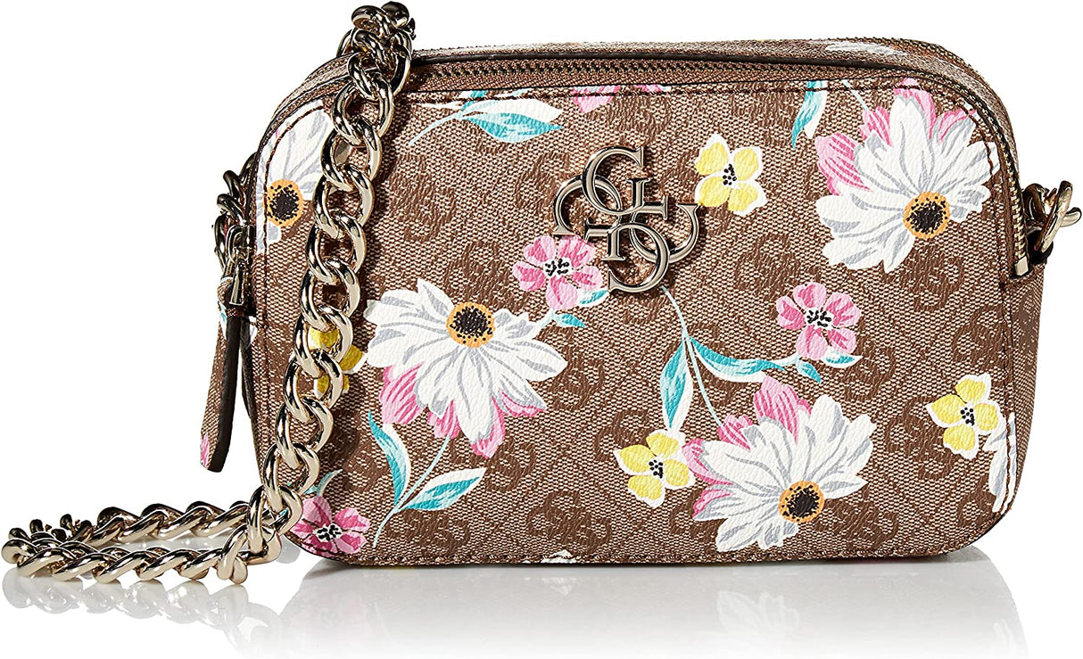 Guess, Noelle, Double Zip Compartments, Textile Crossbody Bag, Floral, 20.32 x 7.62 x 13.97 cm, For Women - Feel You