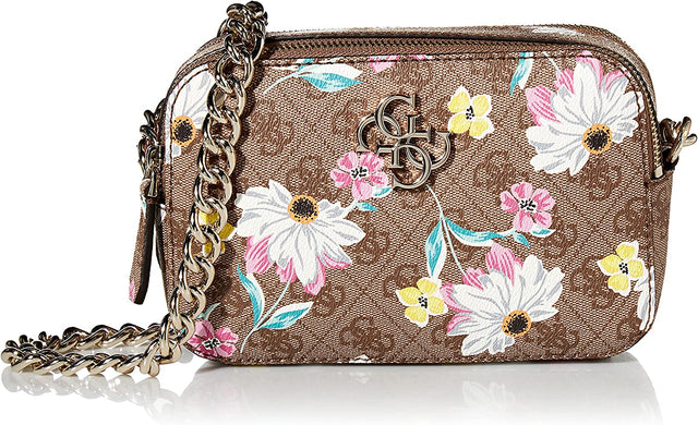 Guess, Noelle, Double Zip Compartments, Textile Crossbody Bag, Floral, 20.32 x 7.62 x 13.97 cm, For Women - Feel You
