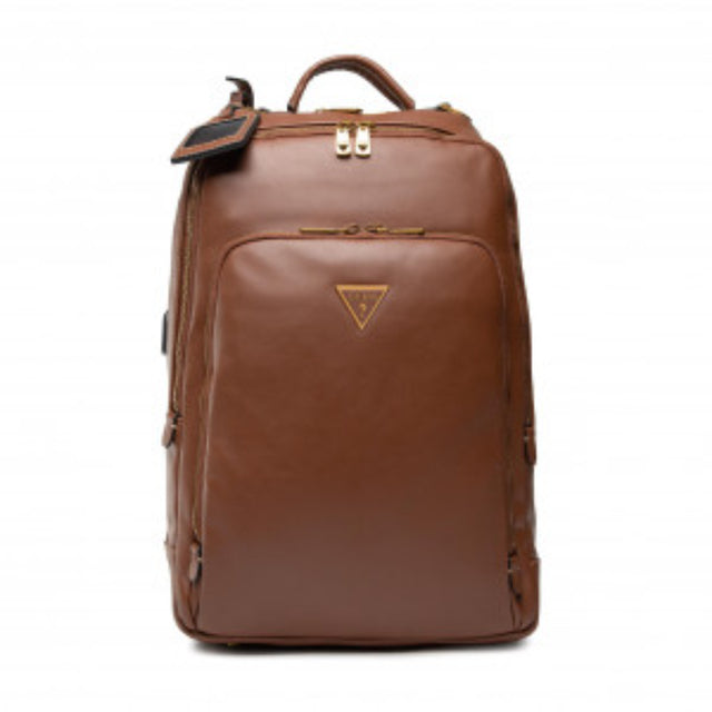 Guess, Scala, Synthetic Leather, Textile Backpack, Brown, For Men, 27.5 x 42.5 x 13 cm - Feel You