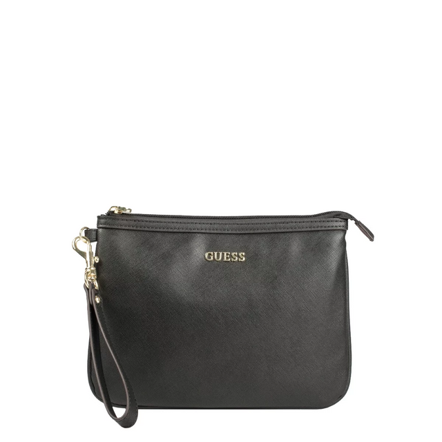 Guess, Vanille, Synthetic Leather, Textile Bag, Toiletry, Black, For Women, 25 x 19 x 2 cm - Feel You