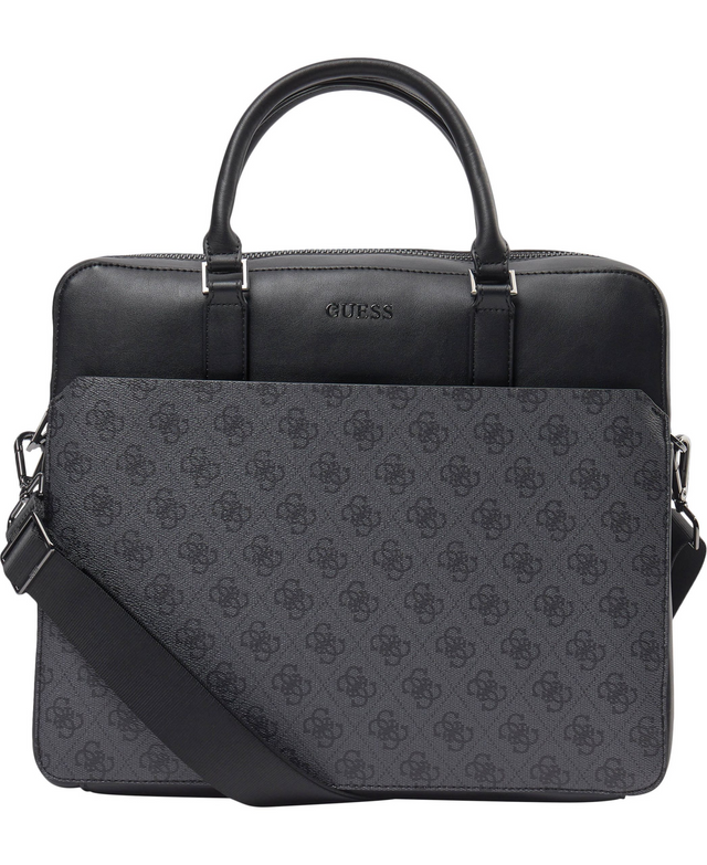 Guess, Vezzola, Polyurethane, Textile Briefcase, Computer, Black, 35 x 29 x 9 cm, For Men - Feel You