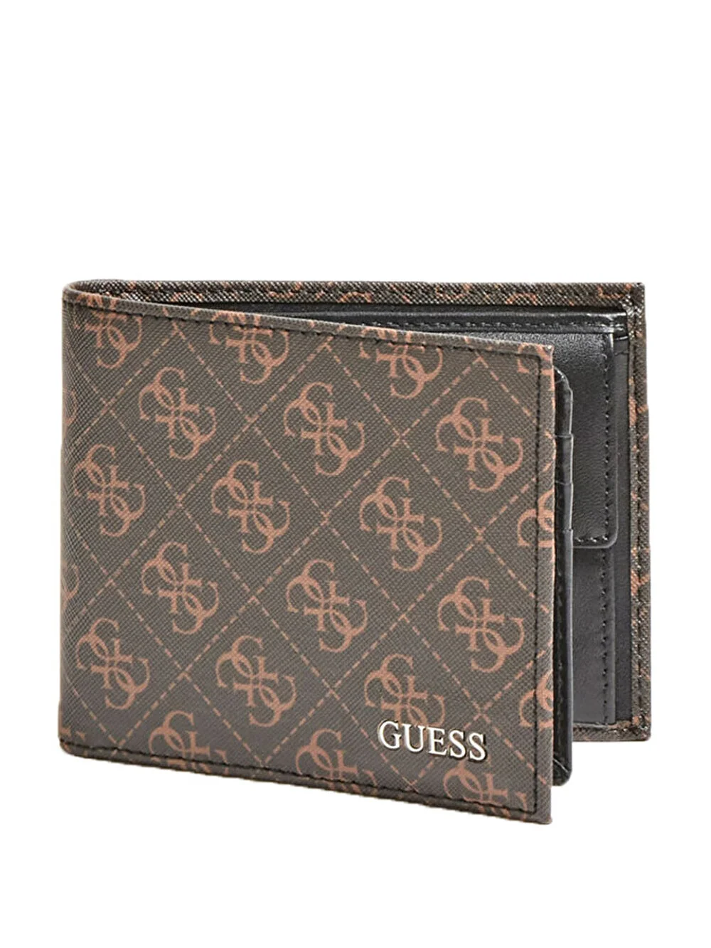Guess, Vezzola, Textile Wallet, Billfold, w/sf w/cp, Brown Logo, For Men - Feel You