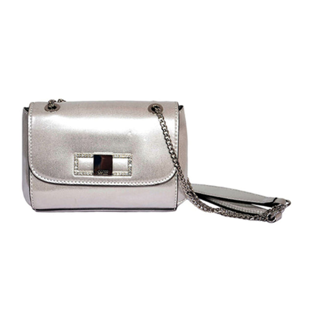 Guess, XBODY FLAP, Textile Crossbody Bag, Silver, Mini, For Women - Feel You