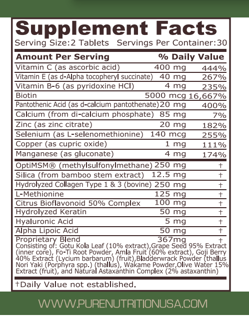 HAIR, SKIN & NAILS - 60 Tablets - Feel You