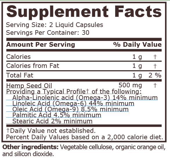 HEMP SEED OIL 500 mg - 60 Capsules - Feel You