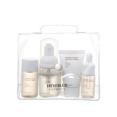 HEVEBLUE - Salmon Caring Centella Special Travel Kit Bag, 4pcs - 13ml + 25ml + 20ml + 30ml - Feel You