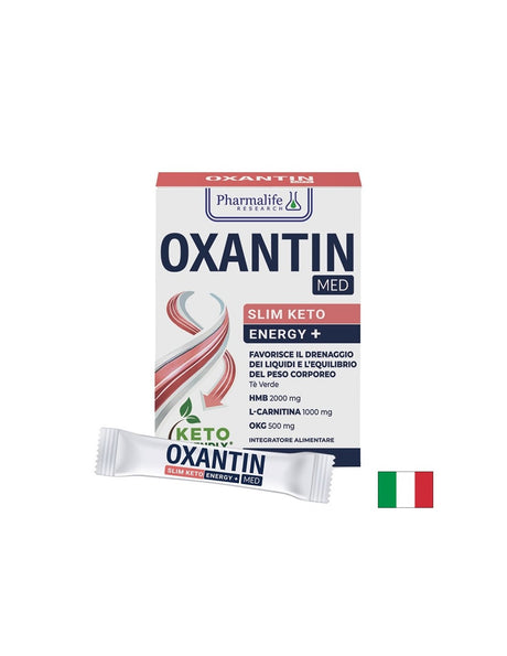 HMB 2000 mg + L-Карнитин 1000 mg + Зелен чай – Контрол на теглото и кето баланс, Oxantin Med Slim Keto Energy+, 15 сашета - Feel You
