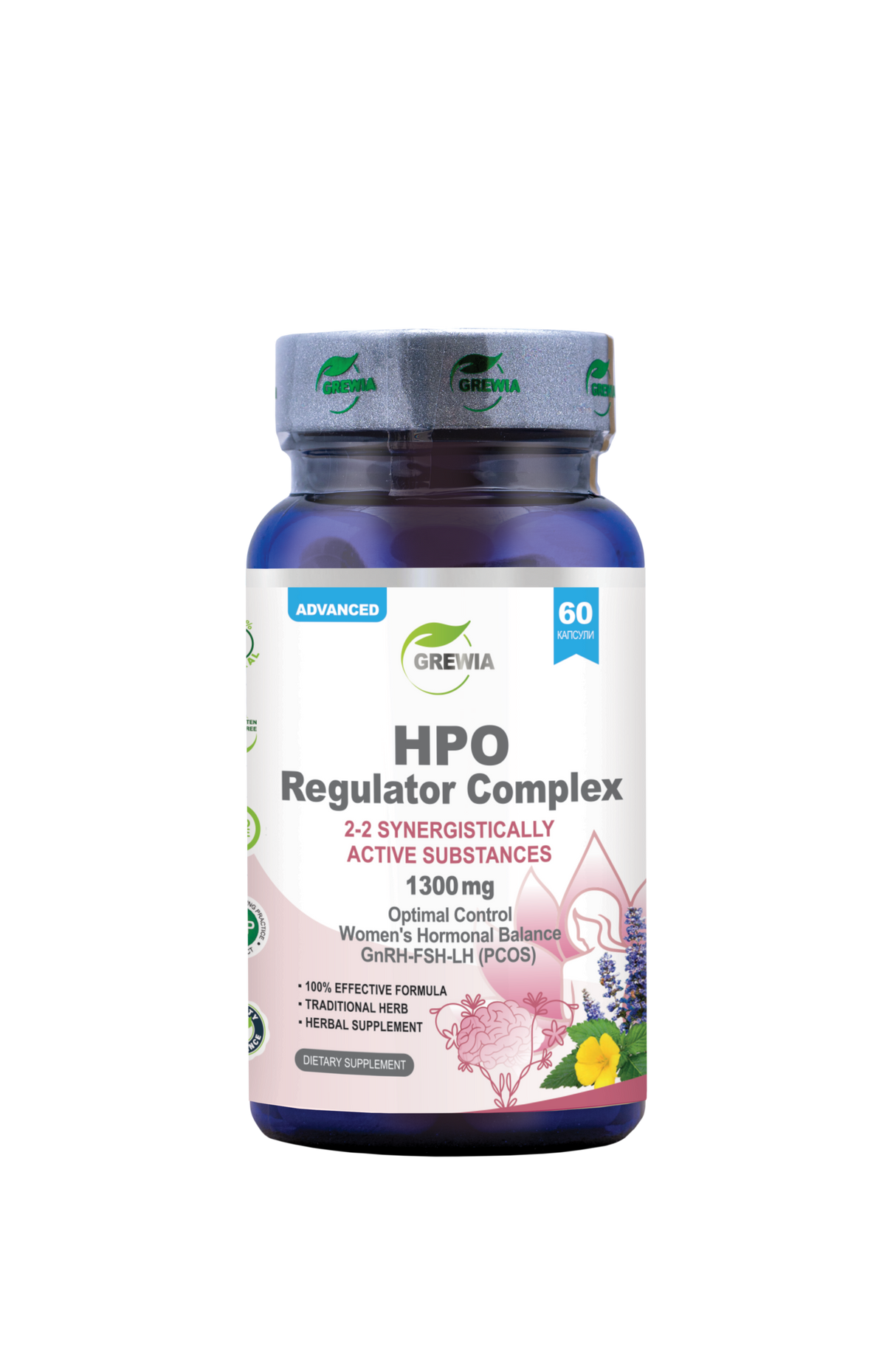 HPO Regulator Complex 2-2 Synergistically Active Substances Herbal Supplement – 1300 mg, 60 Caps. - Feel You