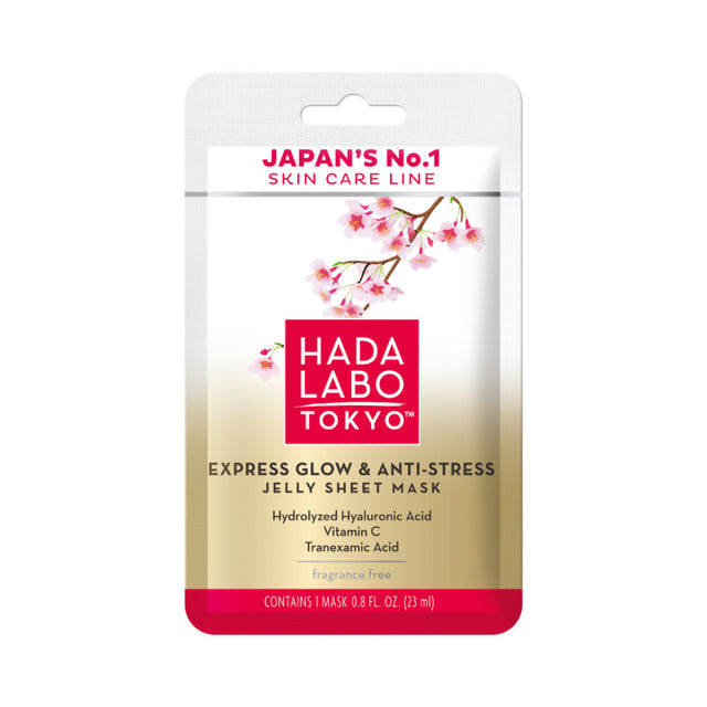 Hada Labo Tokyo, Premium, Hyaluronic Acid, Glow & Anti Stress, Sheet Mask, Face, Day, 23 ml - Feel You