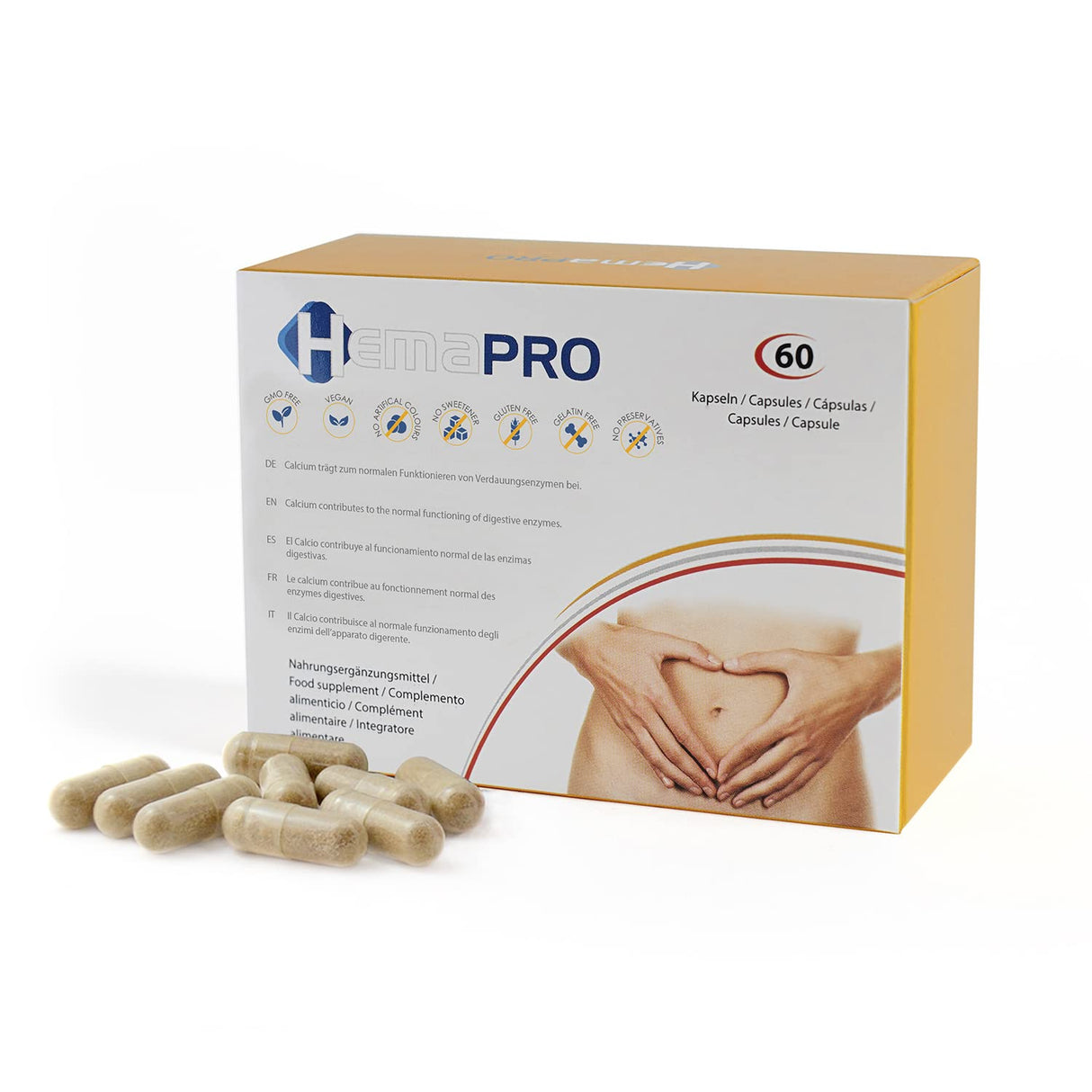 Hemapro, Hemapro, Calcium, Plantago Ovata, Wheat Germ Extract & L-arginine, Prevent Hemorrhoids, Capsules, 60 Capsules - Feel You