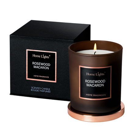 Home Lights, Rosewood & Macaron, Scented Candle, 215 g - Feel You