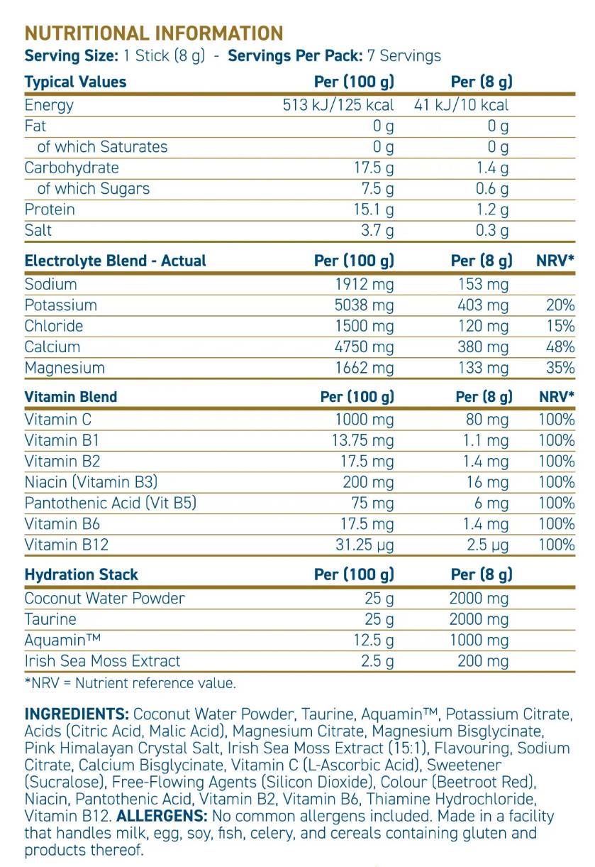 Hydration + Electrolyte & Vitamin Powder Stick Packs - 7 x 8 грама - Feel You