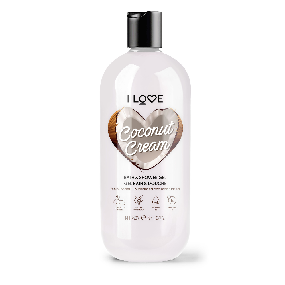 I Love, Coconut & Cream, Hydrating, Shower Gel, For All Skin Types, 750 ml - Feel You