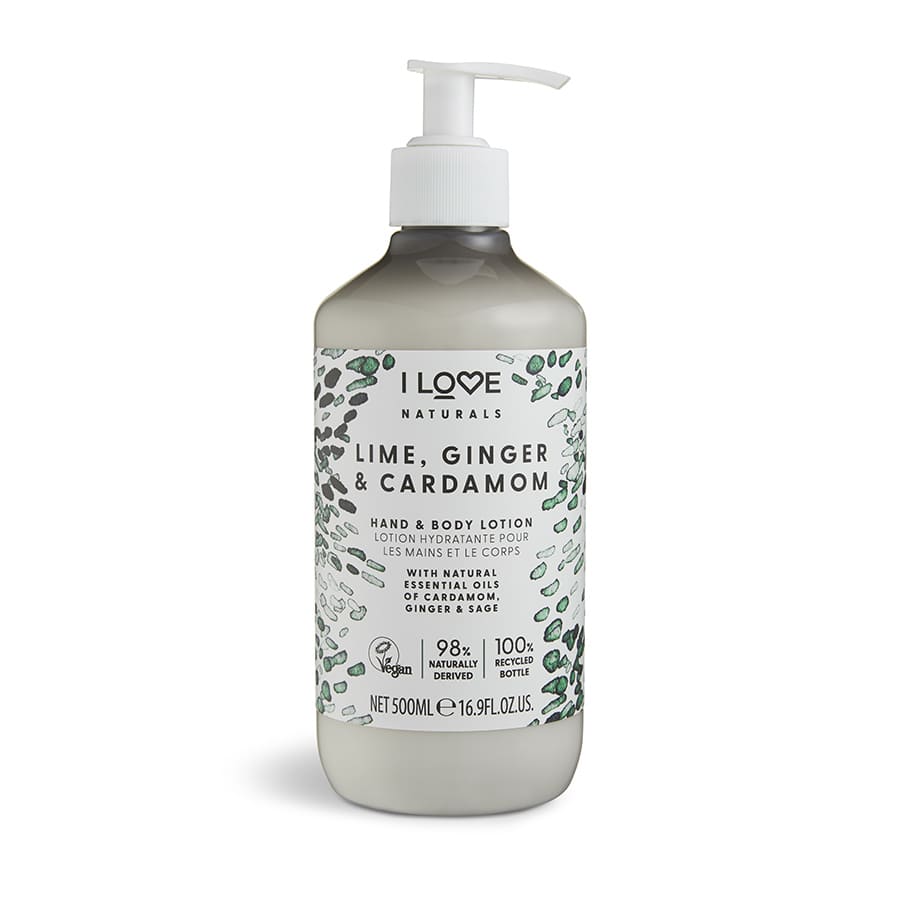 I Love, Naturals Collection, Vegan, Moisturizing, Lime, Ginger & Cardamom, Lotion, For Hands & Body, 500 ml - Feel You