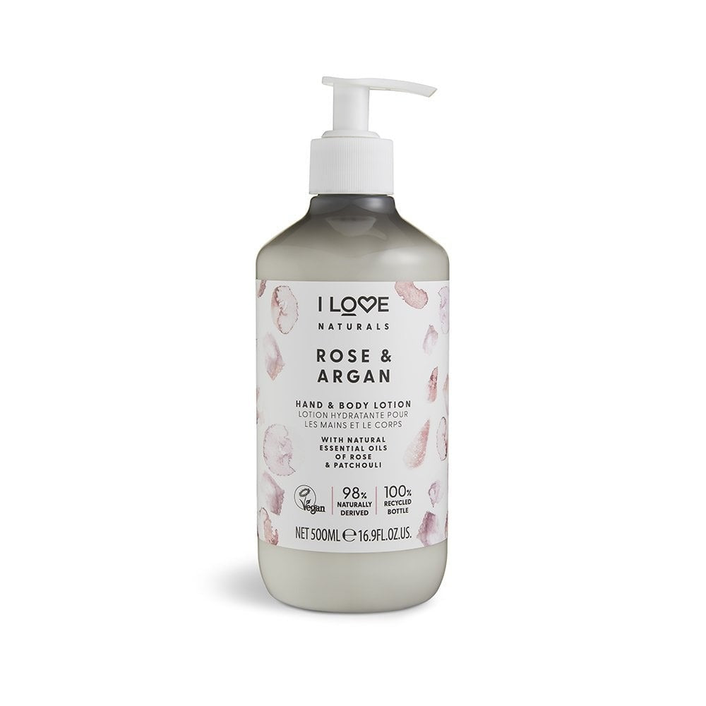 I Love, Naturals Collection, Vegan, Moisturizing, Rose & Argan, Lotion, For Hands & Body, 500 ml - Feel You