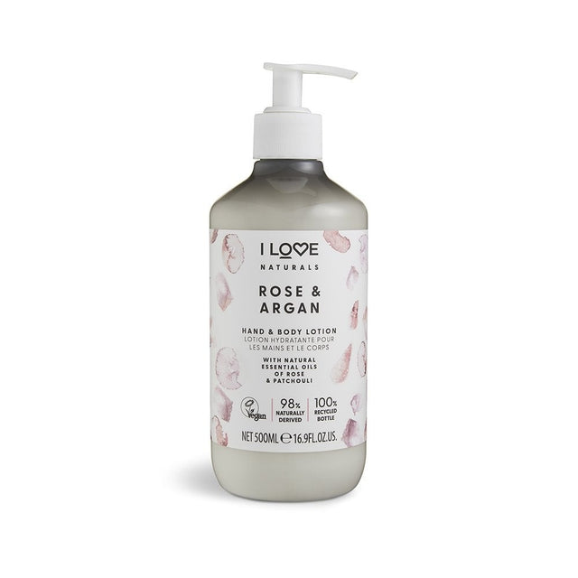 I Love, Naturals Collection, Vegan, Moisturizing, Rose & Argan, Lotion, For Hands & Body, 500 ml - Feel You