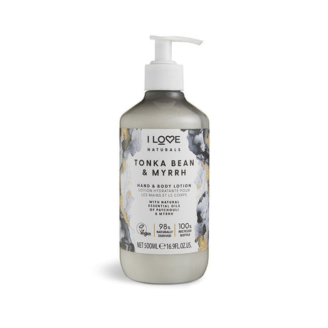 I Love, Naturals Collection, Vegan, Moisturizing & Softening, Tonka Bean & Myrrh, Lotion, For Hands & Body, 500 ml - Feel You