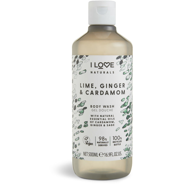 I Love, Naturals Collection, Vegan, Nourishing, Lime, Ginger & Cardamom, Body Wash, 500 ml - Feel You