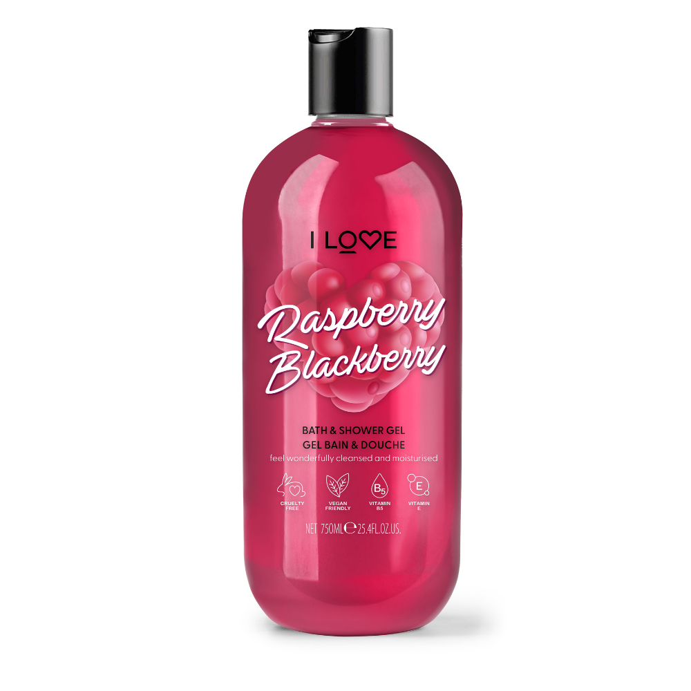 I Love, Raspberry & Blackberry, Hydrating, Shower Gel, For All Skin Types, 750 ml - Feel You