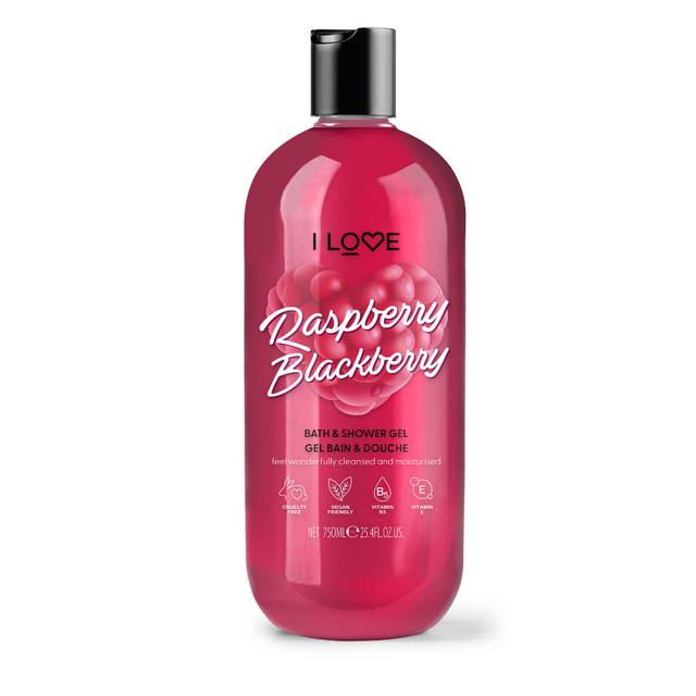 I Love, Raspberry & Blackberry, Hydrating, Shower Gel, For All Skin Types, 750 ml - Feel You