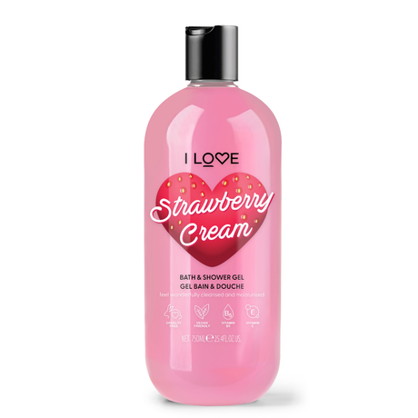 I Love, Strawberries & Cream, Hydrating, Shower Gel, For All Skin Types, 750 ml - Feel You