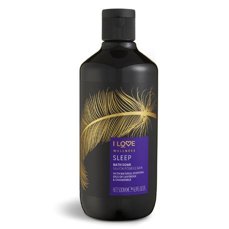 I Love, Wellness Sleep, Essential Oils, Nourishing & Moisturizing, Chamomile & Lavender, Bath Soak, 500 ml - Feel You