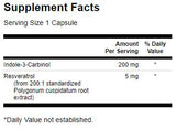 Indole-3-Carbinol with Resveratrol 200 mg - 60 капсули - Feel You