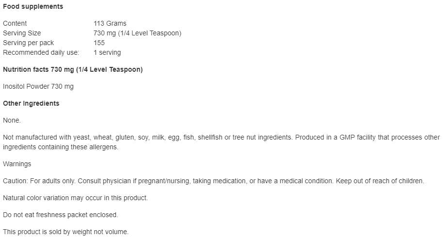 Inositol Powder - 113 грама - Feel You