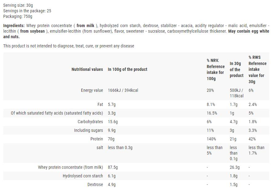 Instant Whey Protein | High Quality Whey Concentrate - 750 грама - Feel You