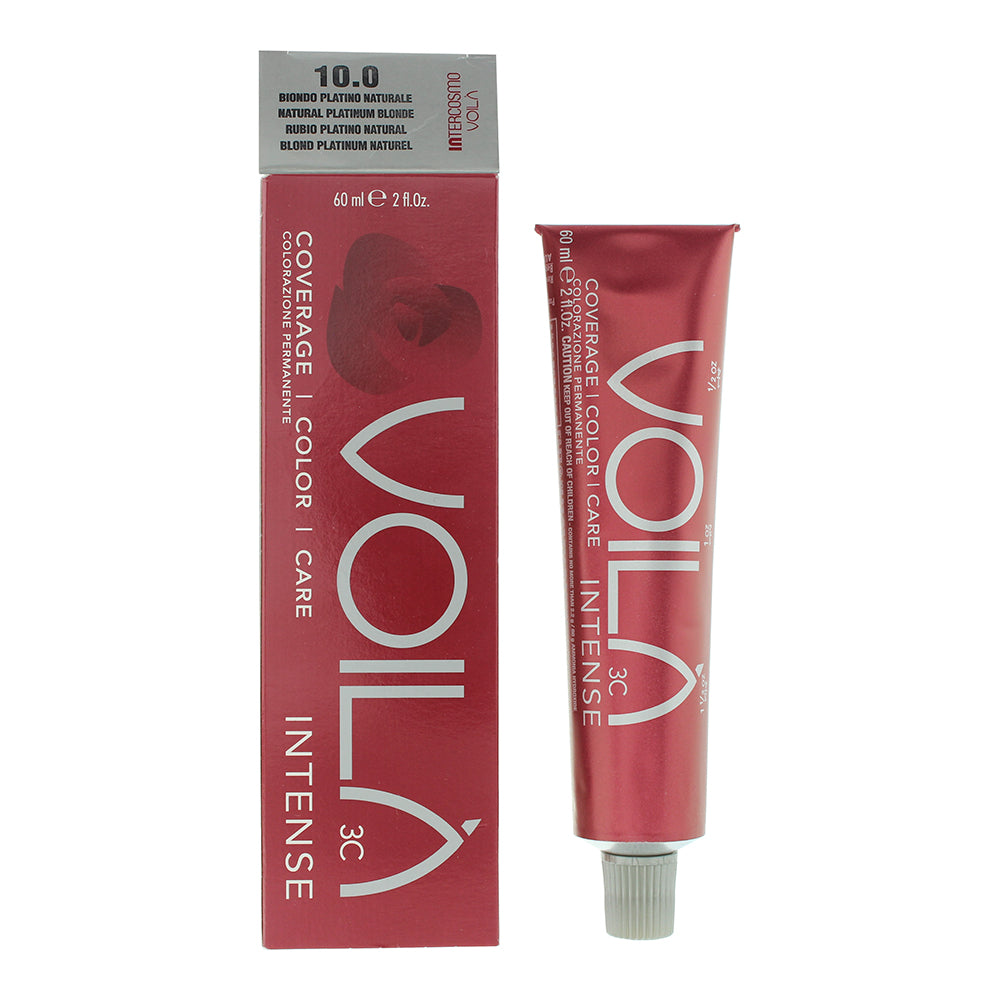 Intercosmo, Voila 3C Intense, Permanent Hair Dye, 10.0 Natural Platinum Blonde, 60 ml - Feel You