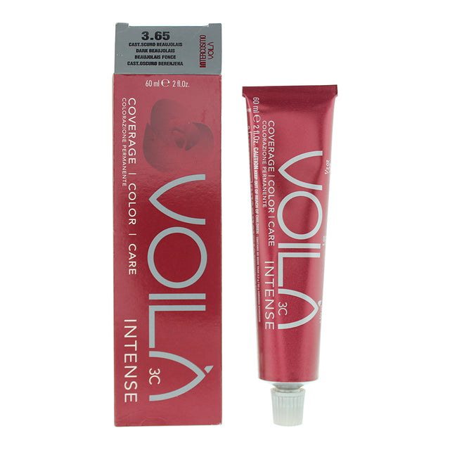 Intercosmo, Voila 3C Intense, Permanent Hair Dye, 3.65 Dark Beaujolais, 60 ml - Feel You