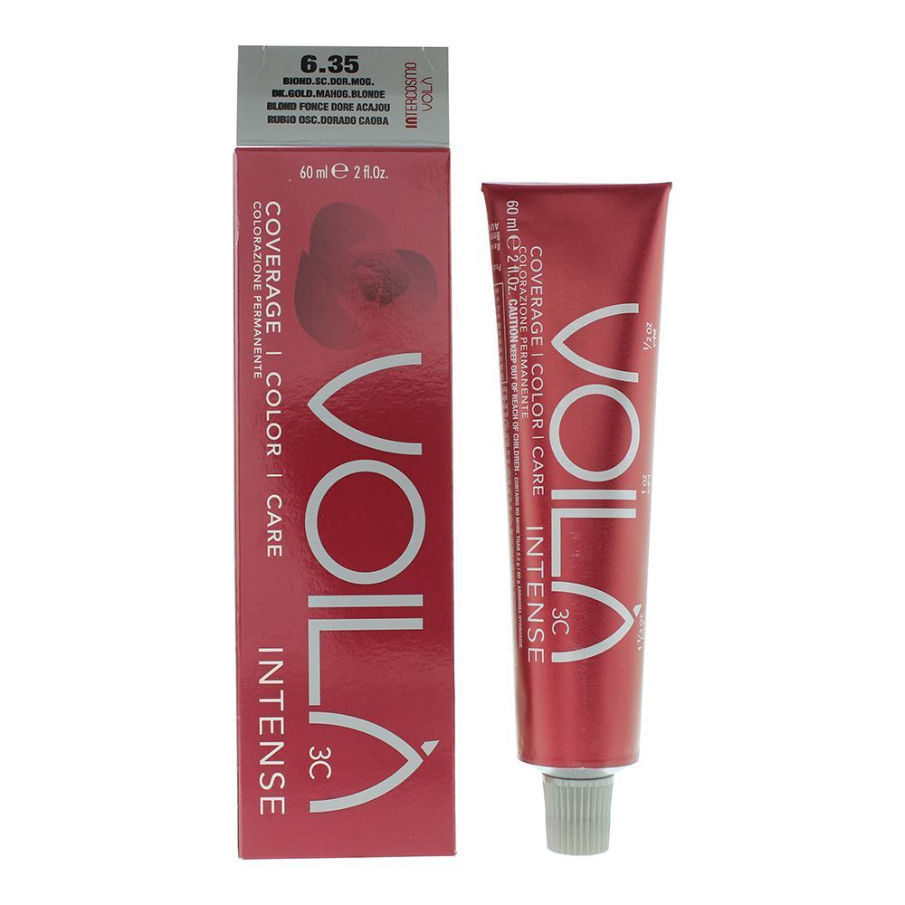 Intercosmo, Voila 3C Intense, Permanent Hair Dye, 6.35 Dark Blonde Intense Mahogany, 60 ml - Feel You