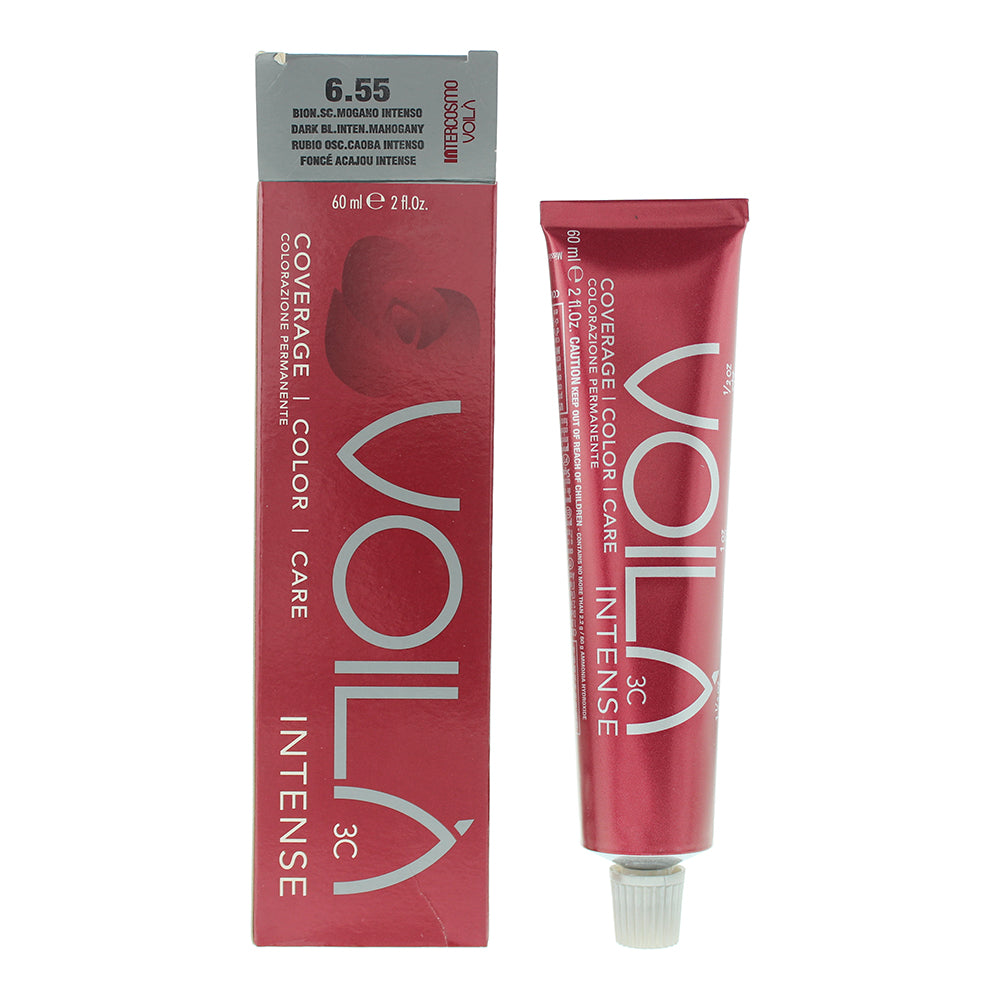 Intercosmo, Voila 3C Intense, Permanent Hair Dye, 6.55 Dark Blonde Intense Mahogany, 60 ml - Feel You