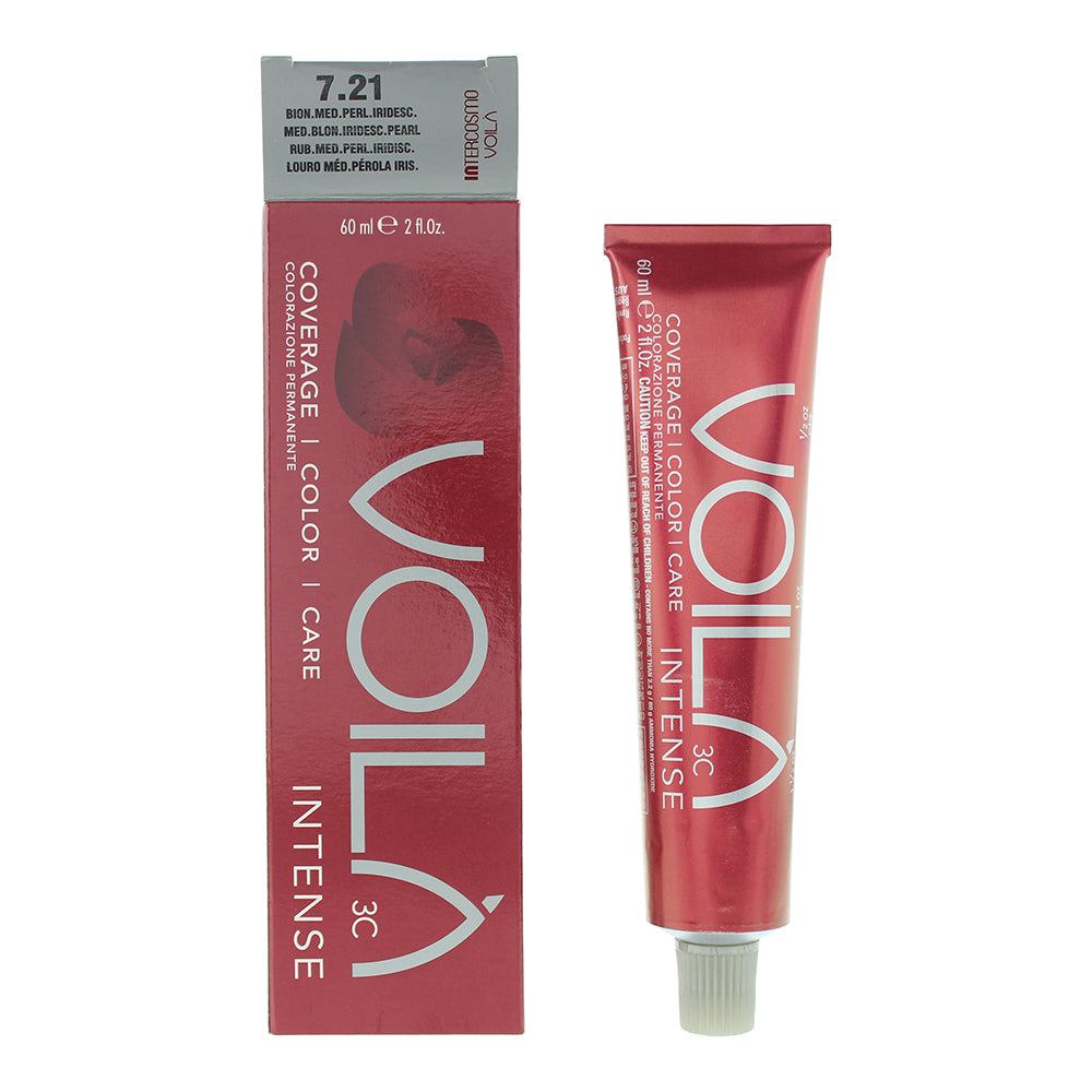 Intercosmo, Voila 3C Intense, Permanent Hair Dye, 7.21 Medium Blonde Iridescent Pearl, 60 ml - Feel You