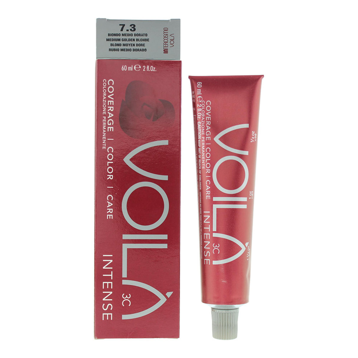 Intercosmo, Voila 3C Intense, Permanent Hair Dye, 7.3 Medium Golden Blonde, 60 ml - Feel You
