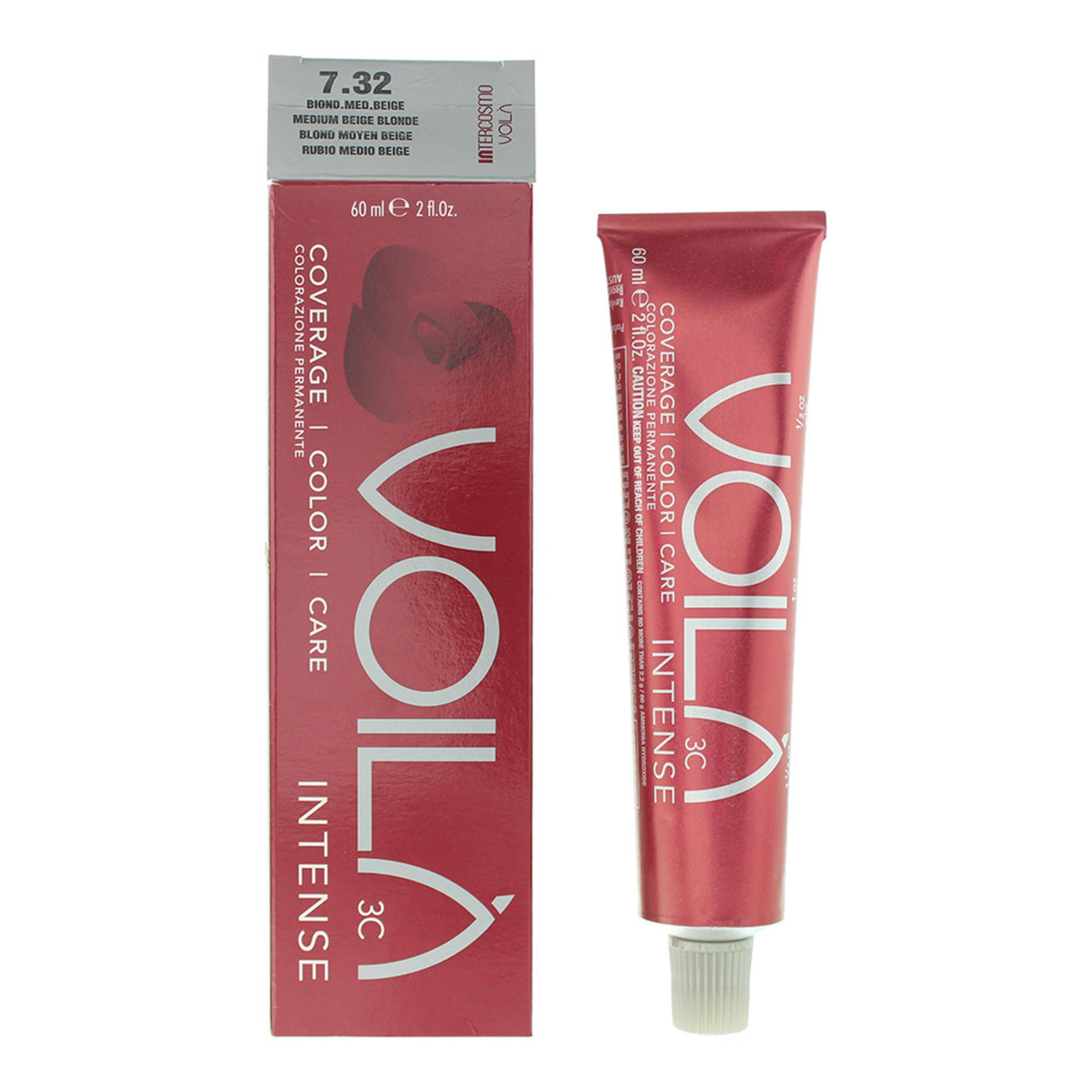 Intercosmo, Voila 3C Intense, Permanent Hair Dye, 7.32 Medium Beige Blonde, 60 ml - Feel You