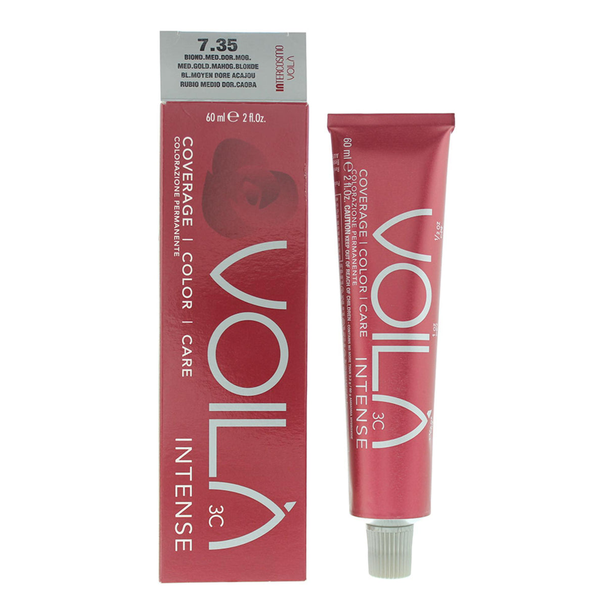 Intercosmo, Voila 3C Intense, Permanent Hair Dye, 7.35 Medium Golden Mahogany Blonde, 60 ml - Feel You