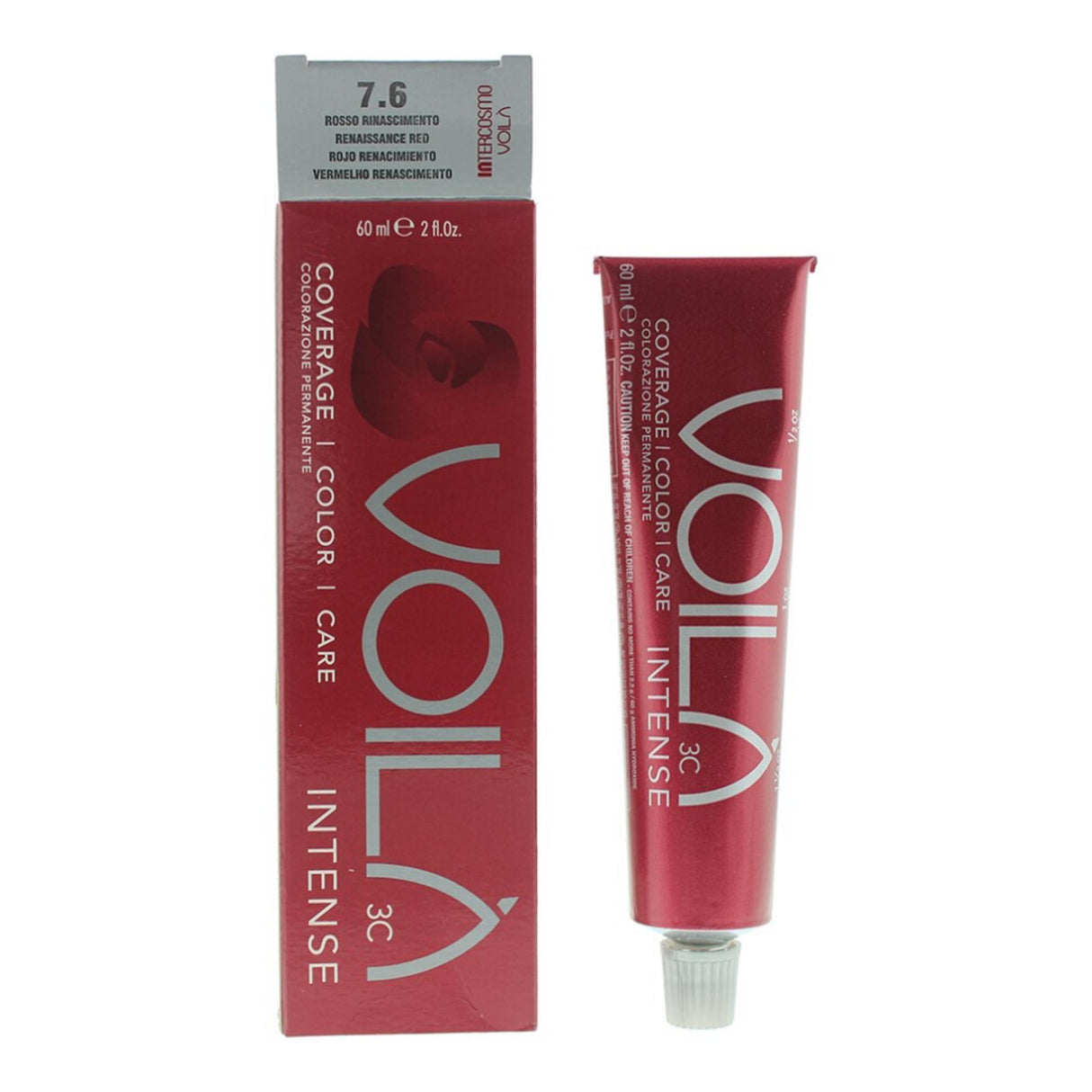 Intercosmo, Voila 3C Intense, Permanent Hair Dye, 7.6 Renaissance Red, 60 ml - Feel You